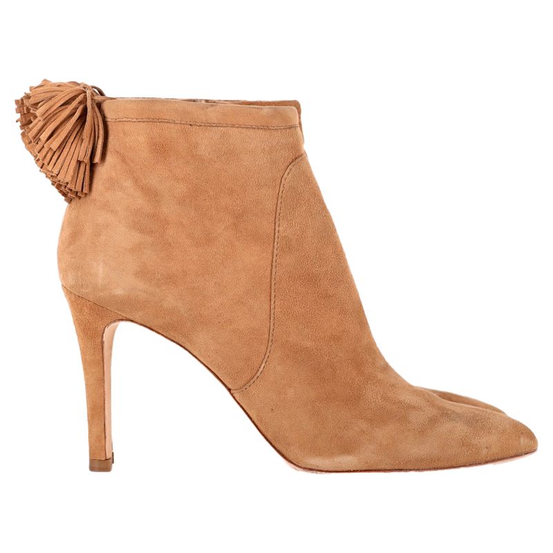 Loeffler Randall Tassel-Trim Accent Ankle Boots In Brown Suede